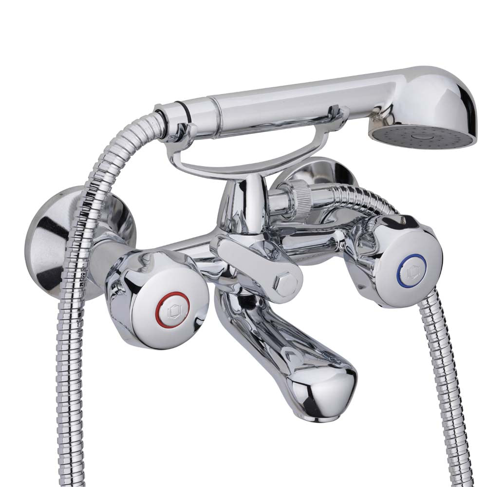 GRUPPO VASCA ESTERNO IN OTTONE CON FLESSIBILE CM. 150 E DOCCETTA - SERIE SOLE